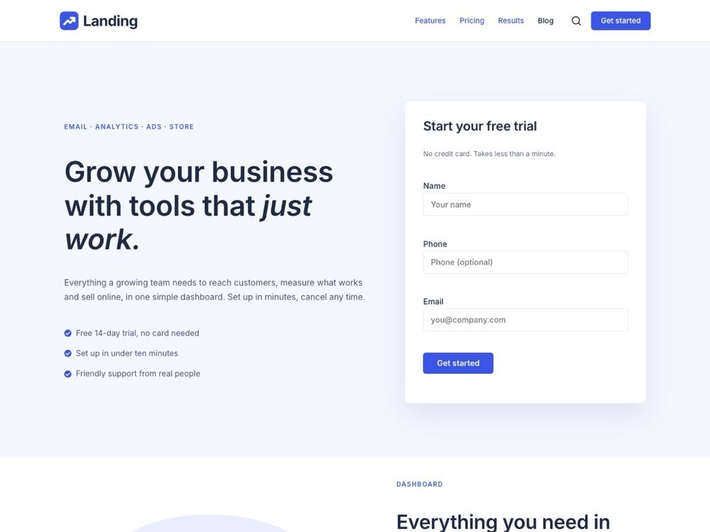 Landing demo home page