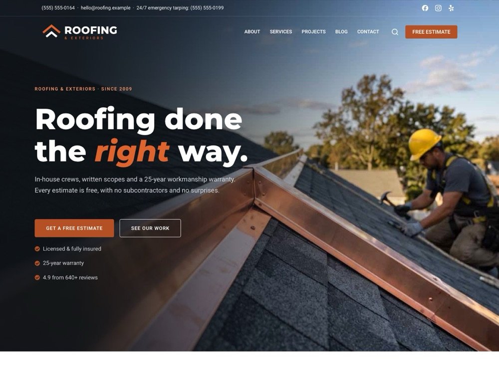 Roofing demo home page
