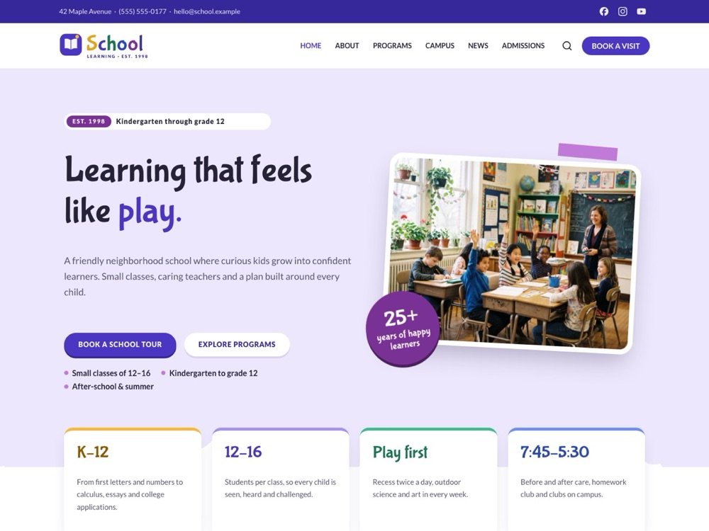 School demo home page