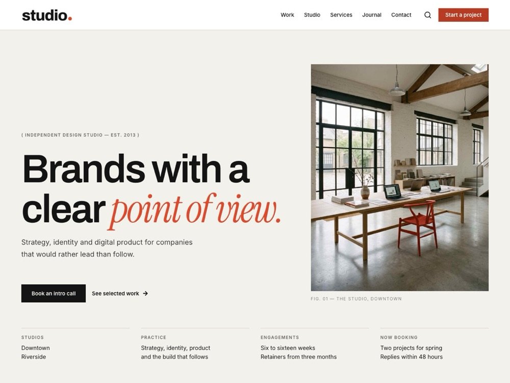 Studio demo home page