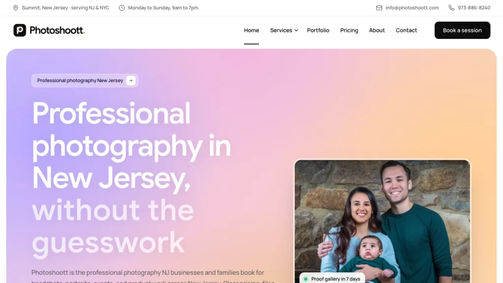 Photoshoott Photography homepage preview